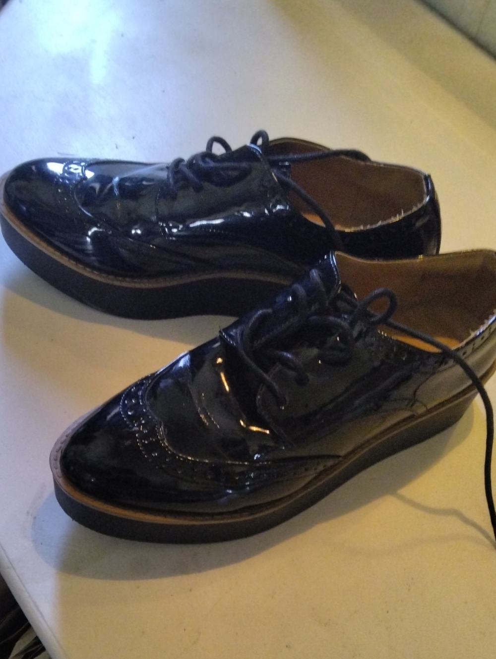 Madden Girl Black Patent Leather Wingtip Oxfords